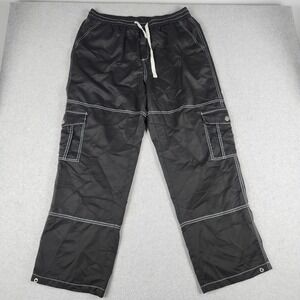 Manfinity Cargo Pants Mens 2XL Black Contrast Stitch Utility Streetwear Stretch